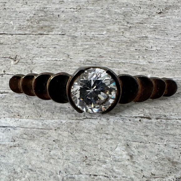 Vintage PB Sterling And Cubic Zirconia Bar Brooch - Picture 1 of 7